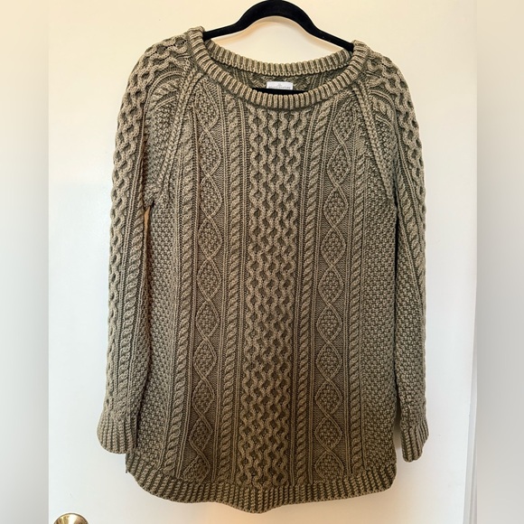 LL Bean Signature Women’s Signature Cotton Fisherman Tunic Sweater in Green M - Picture 1 of 16